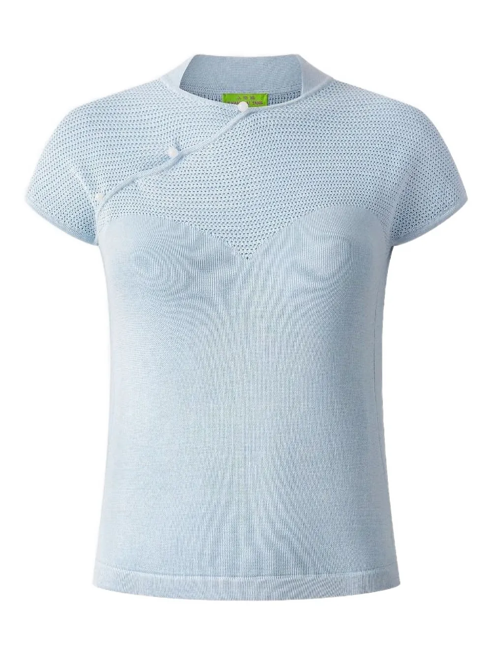 Shanghai Tang Short-sleeves Silk Blouse In Blue