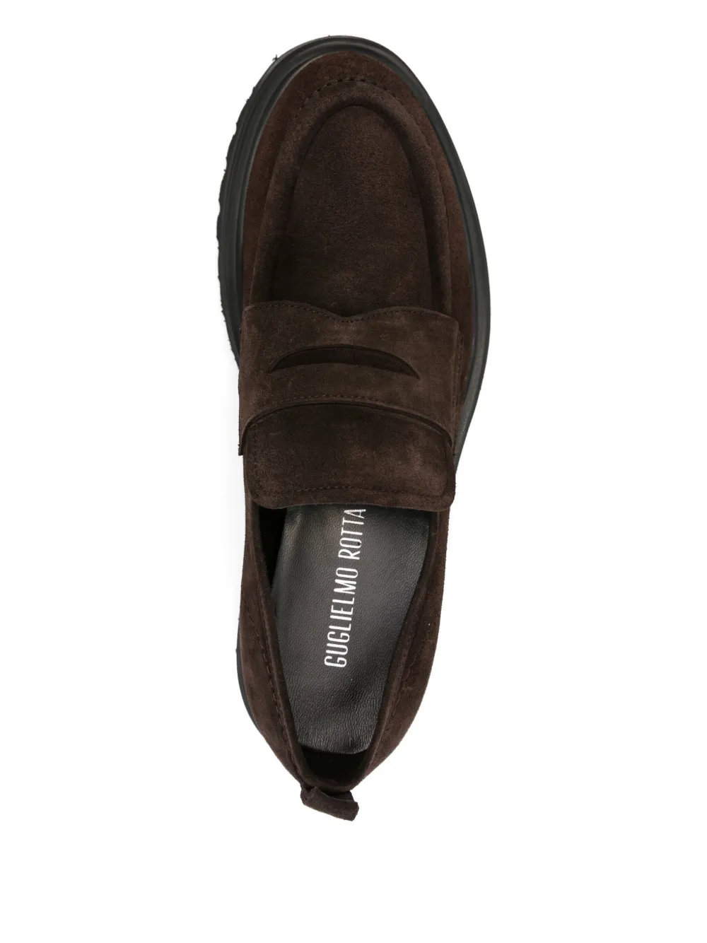 Guglielmo Rotta Penny-suede Loafers In Brown