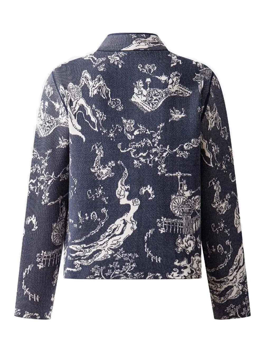 Shanghai Tang Reversible Jacquard Cardigan In Blue