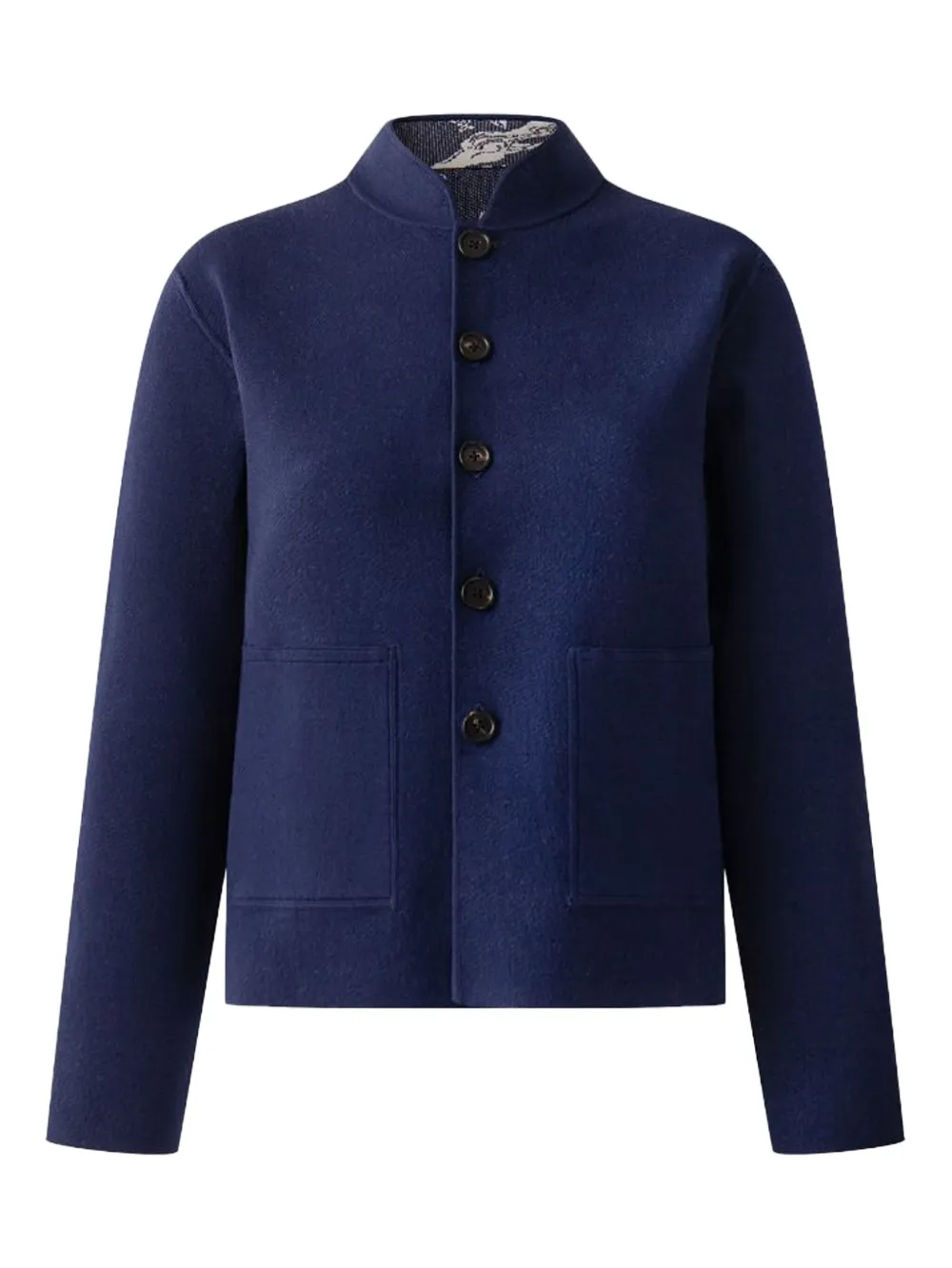 reversible jacquard cardigan