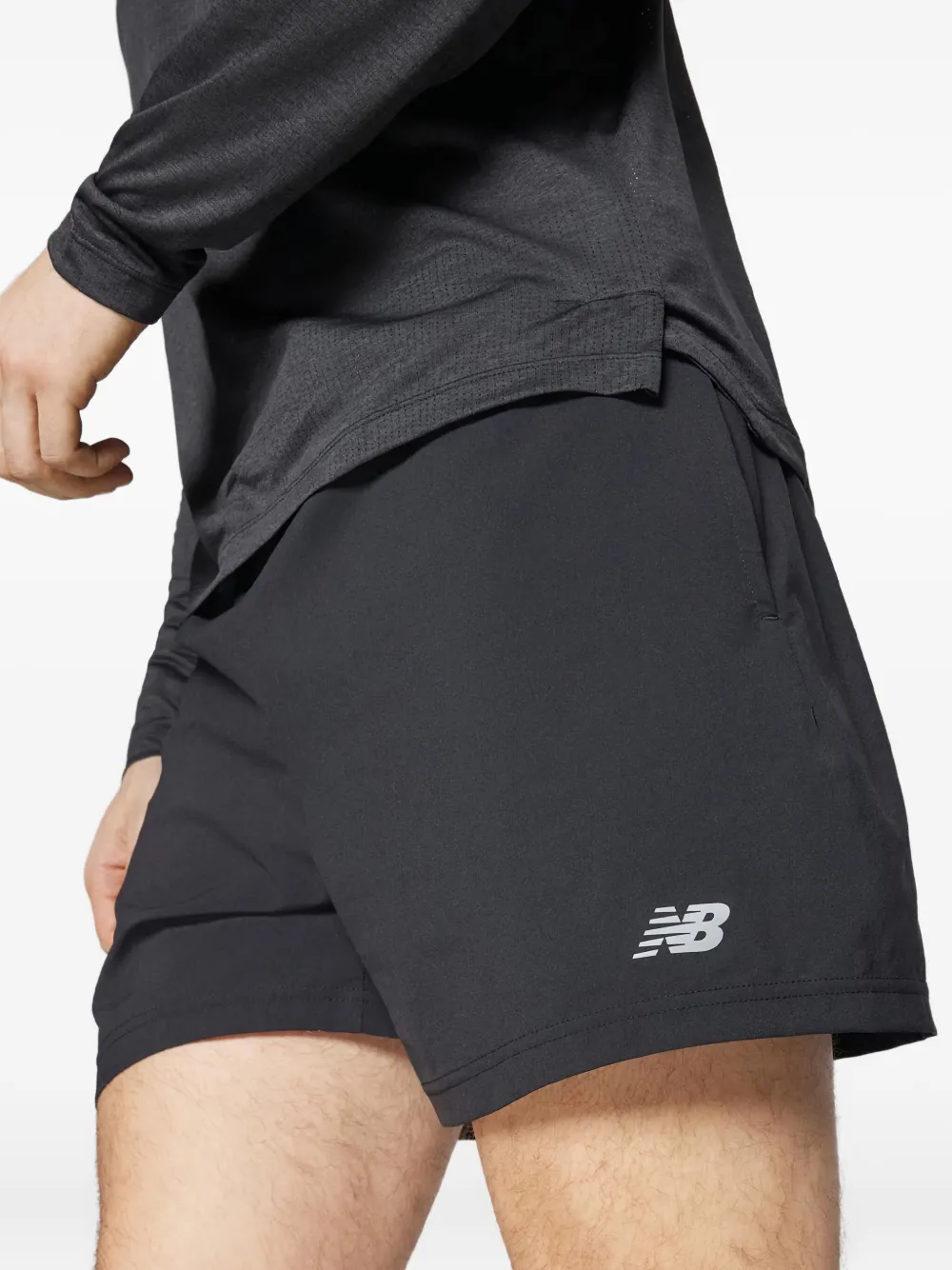New Balance Logo-detail Running Shorts In Blue