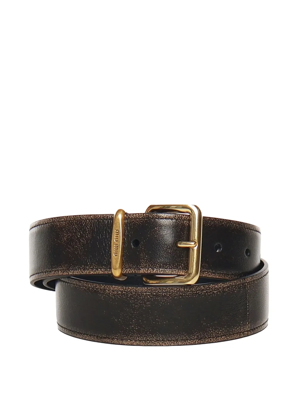Miu square-buckle leather belt Bruin