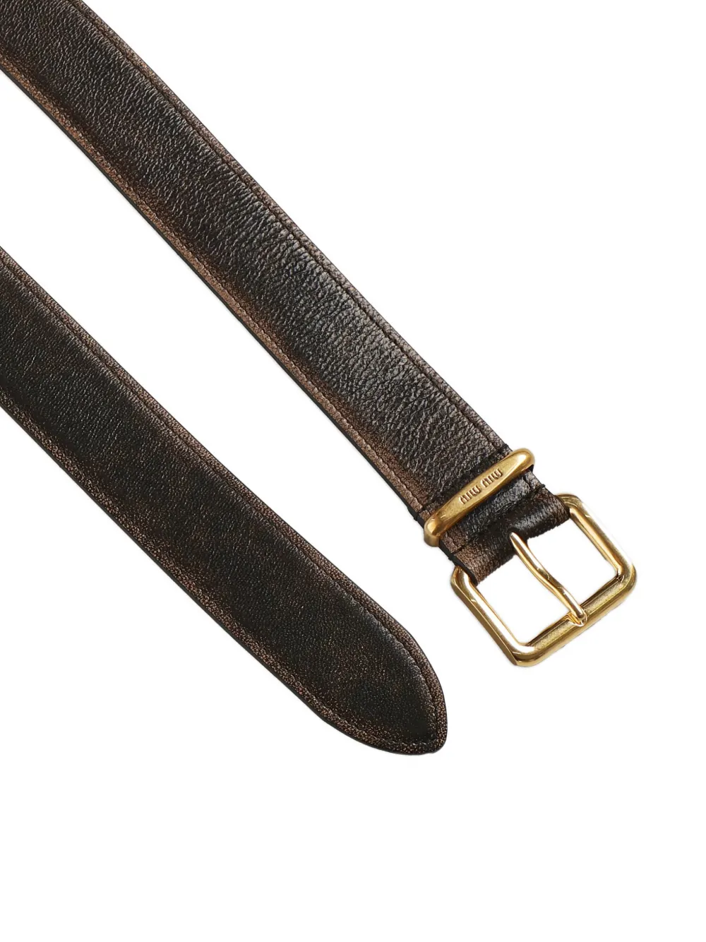 Miu square-buckle leather belt Bruin