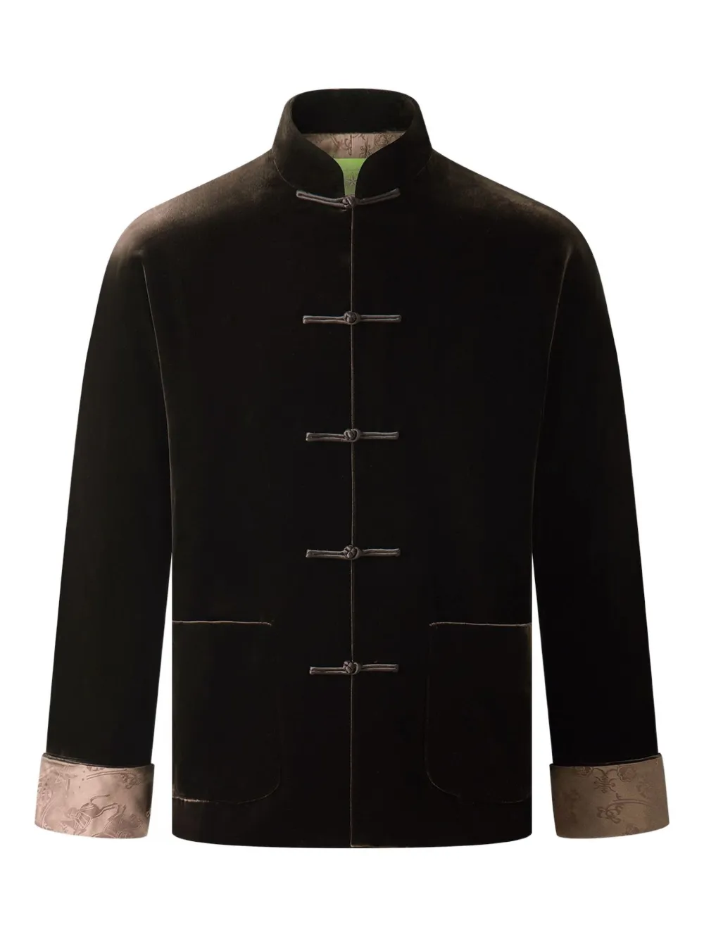 velvet mandarin-collar jacket