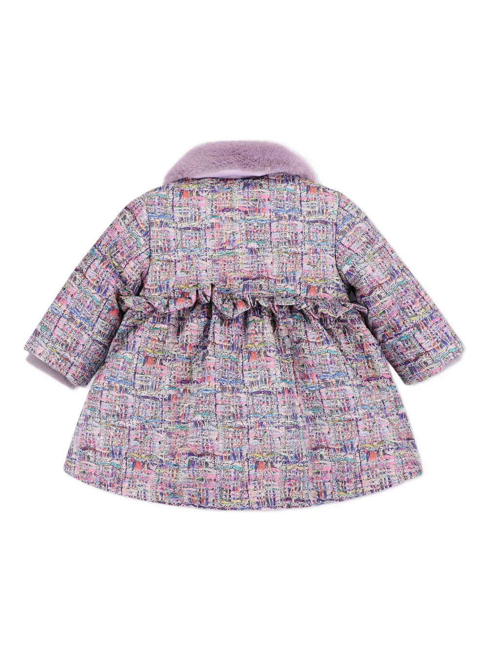 Angel's Face Faux-fur Bow-detail Coat In Purple
