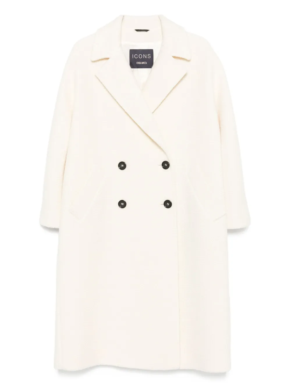 Cinzia Rocca Wollen jas met dubbele rij knopen Beige