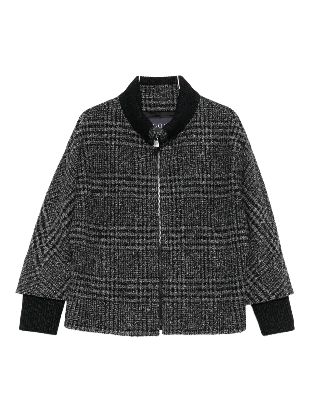 Cinzia Rocca Check-pattern Zip-front Jacket In Black