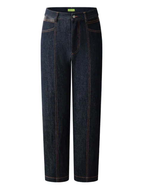 Shanghai Tang Tang leather-patch jeans