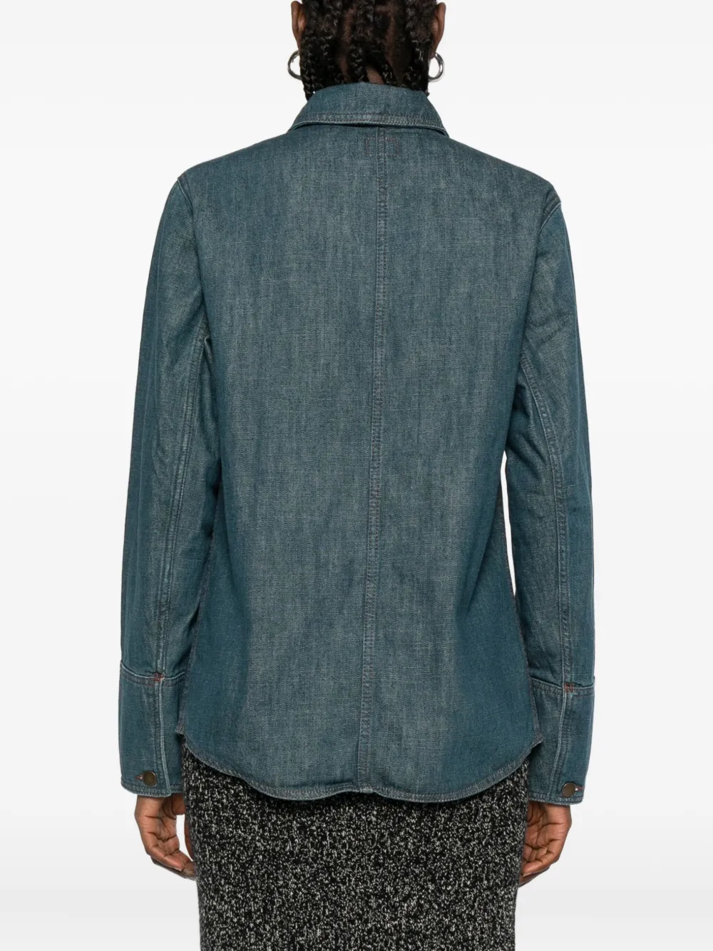 Soeur Blouse met knoopsluiting en opgestikte zak Blauw
