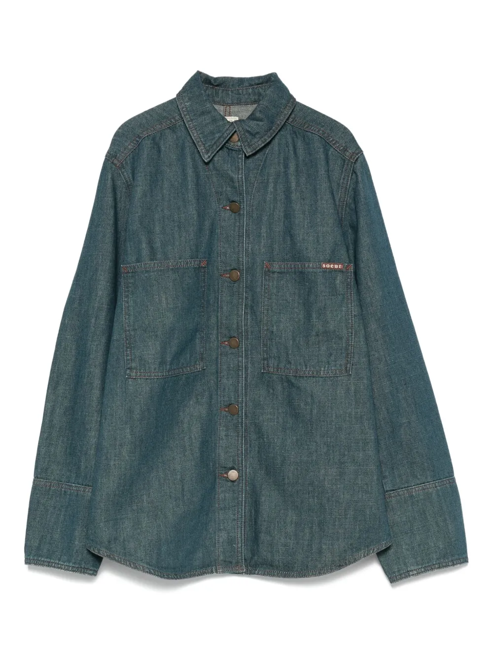 Soeur Blouse met knoopsluiting en opgestikte zak Blauw