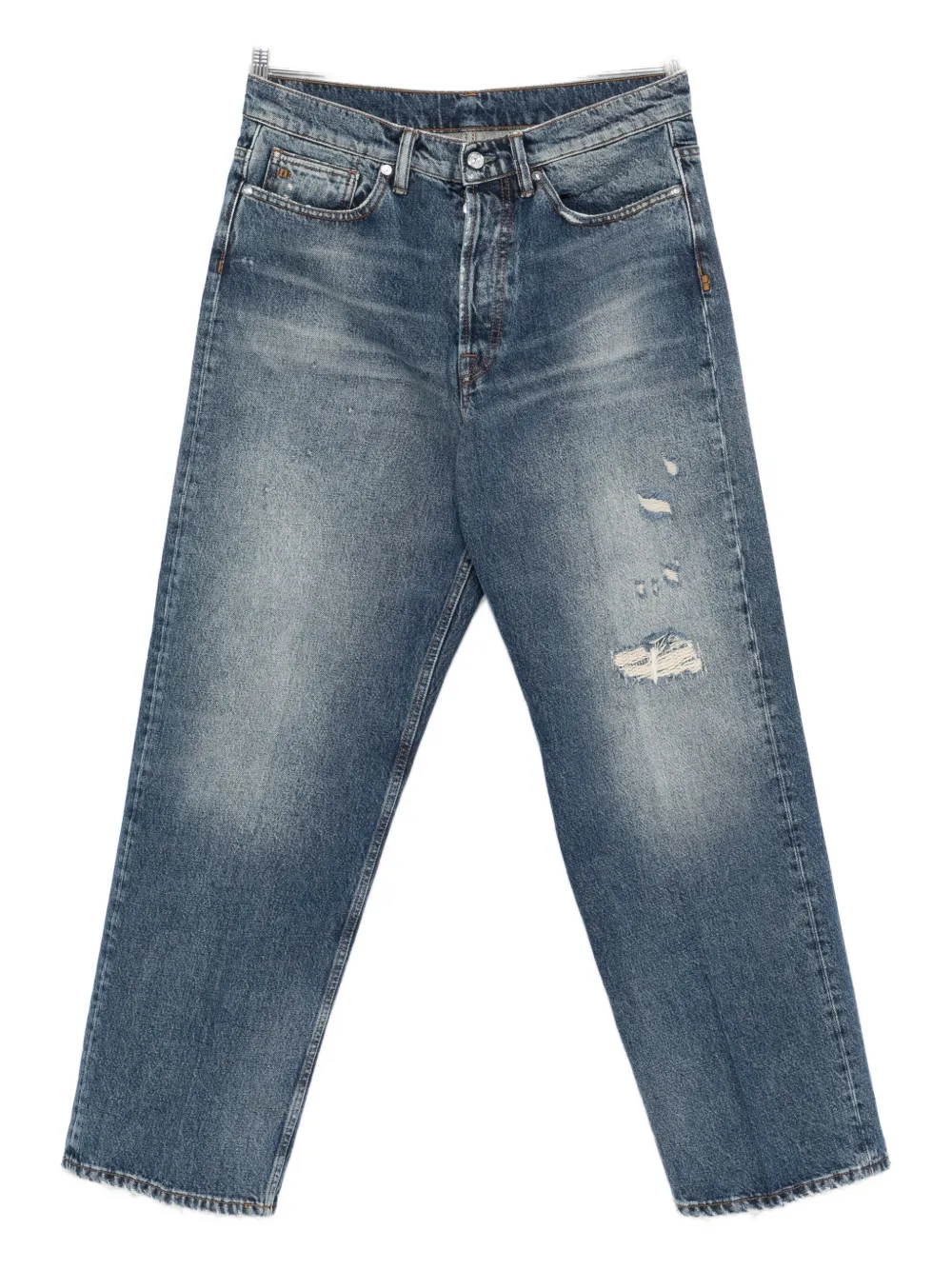 Nine In The Morning Distressed Frayed Jeans In Blue