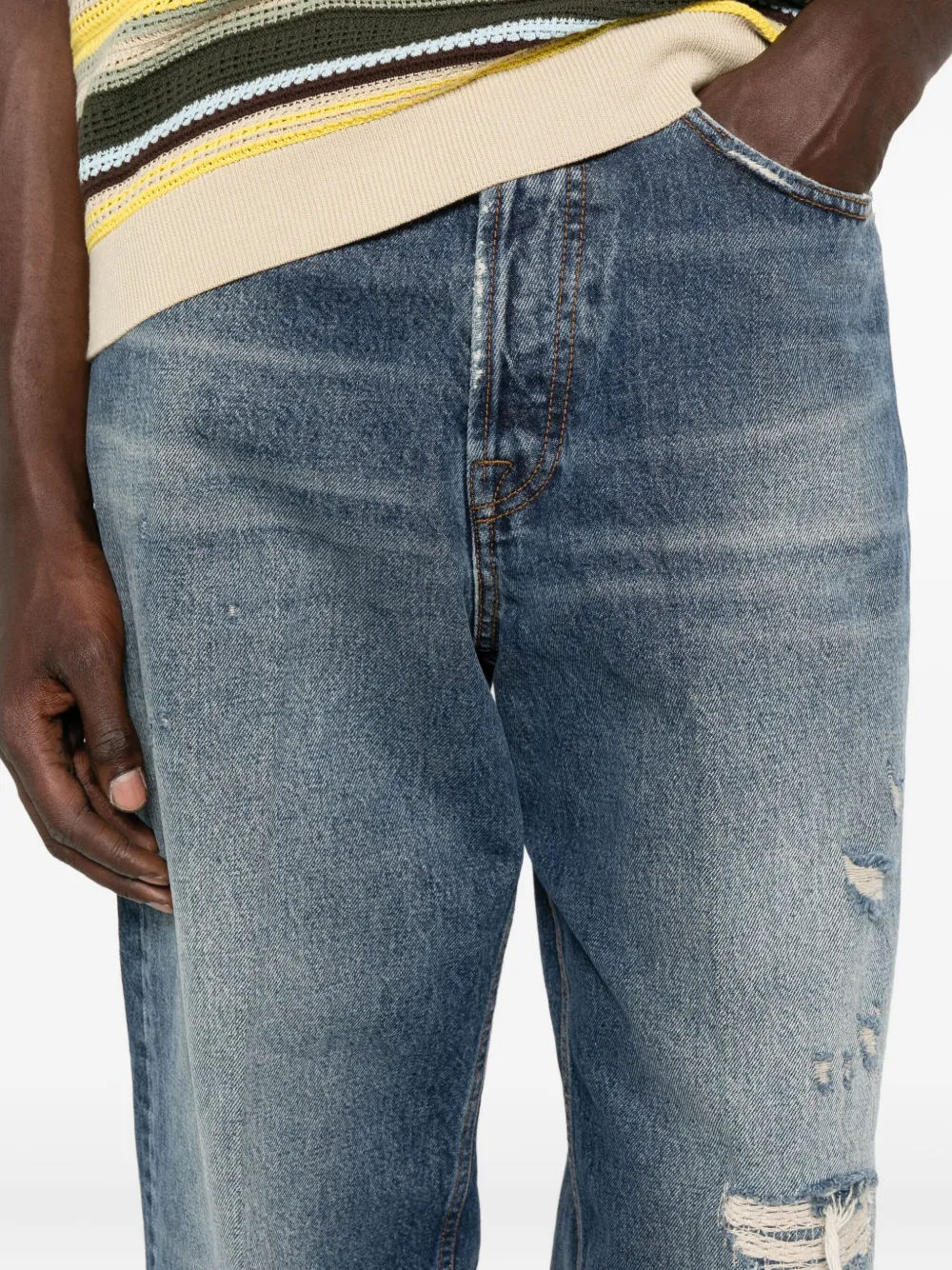 Nine In The Morning Gerafelde jeans Blauw