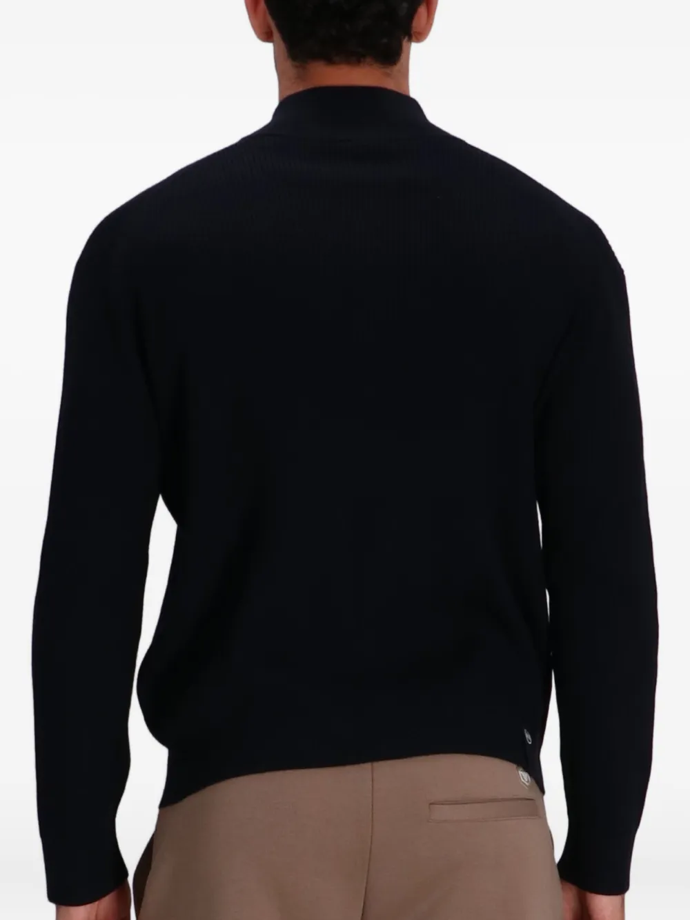 Armani Exchange Geribbeld vest met rits Blauw