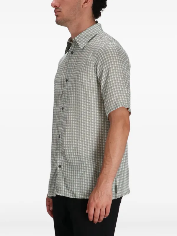Armani Exchange Camicia a Maniche Corte Con Stampa Verde