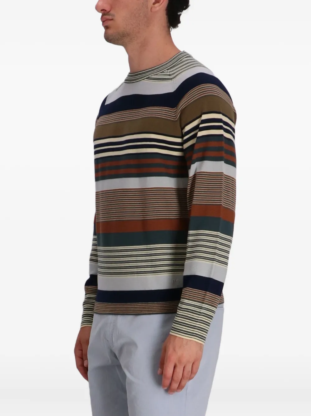Paul Smith Gestreepte trui met ronde hals Bruin