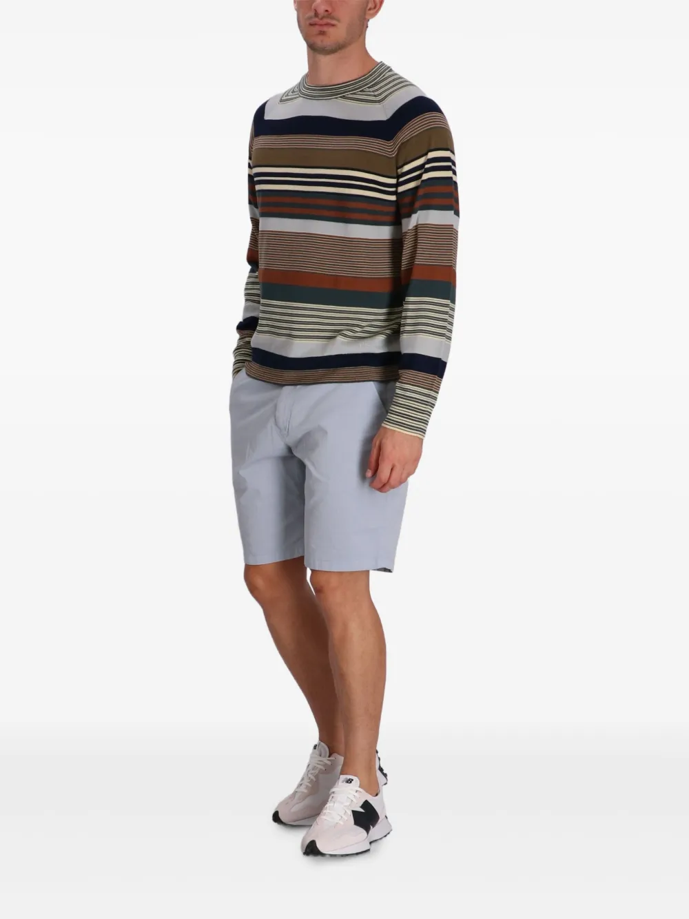 Paul Smith Gestreepte trui met ronde hals Bruin