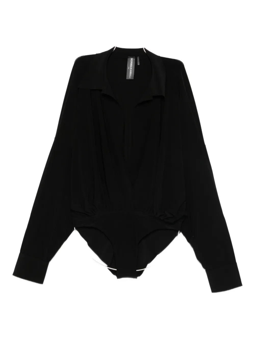Norma Kamali Black Bodysuit With Deep V-neckline In Black