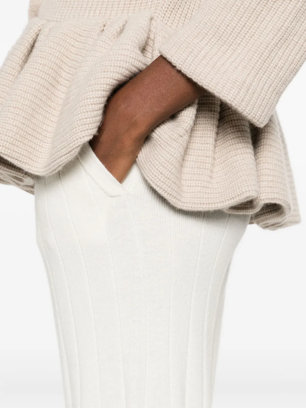 Max Mara Ribgebreide broek Wit
