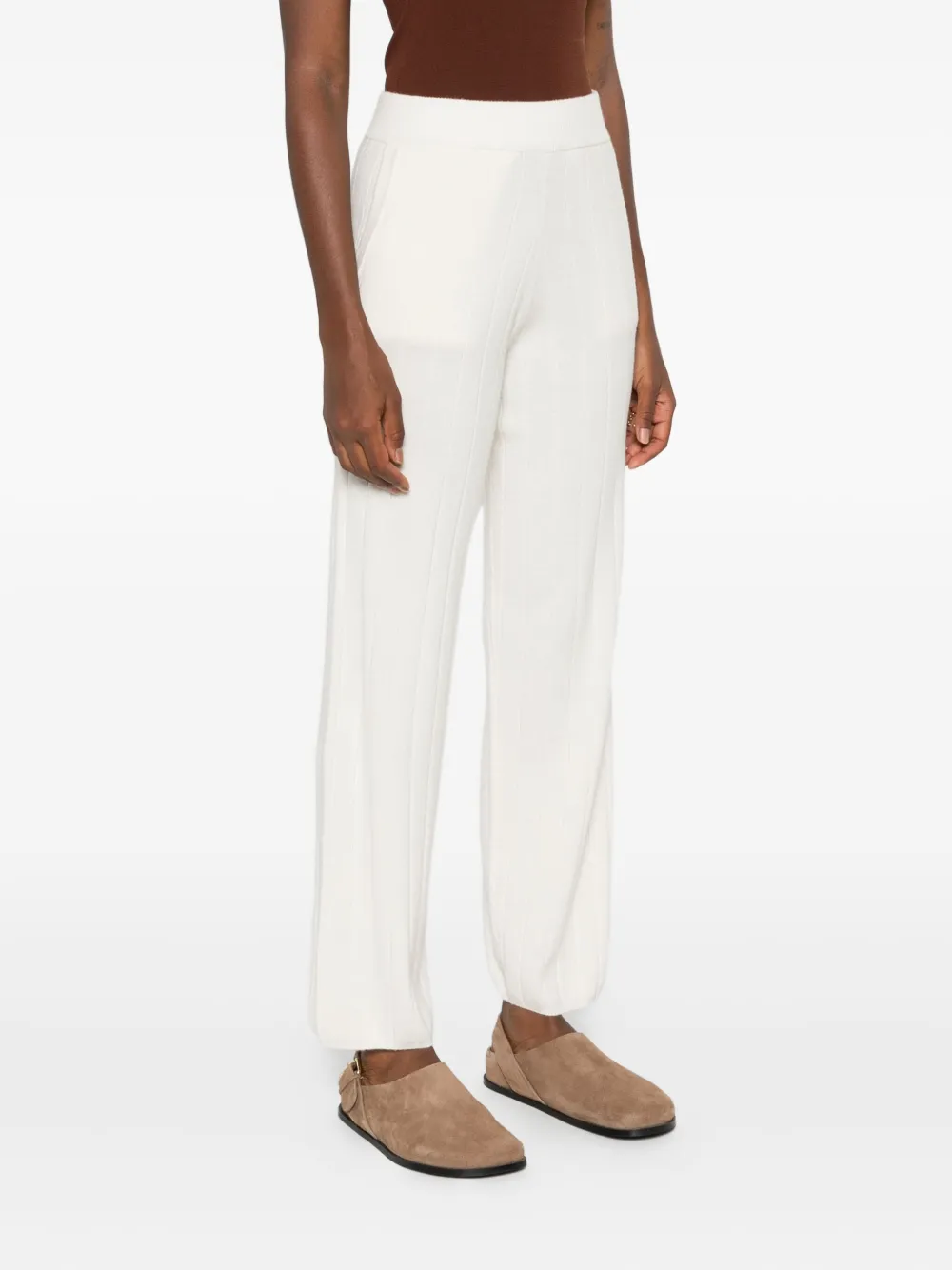 Max Mara Ribgebreide broek Wit
