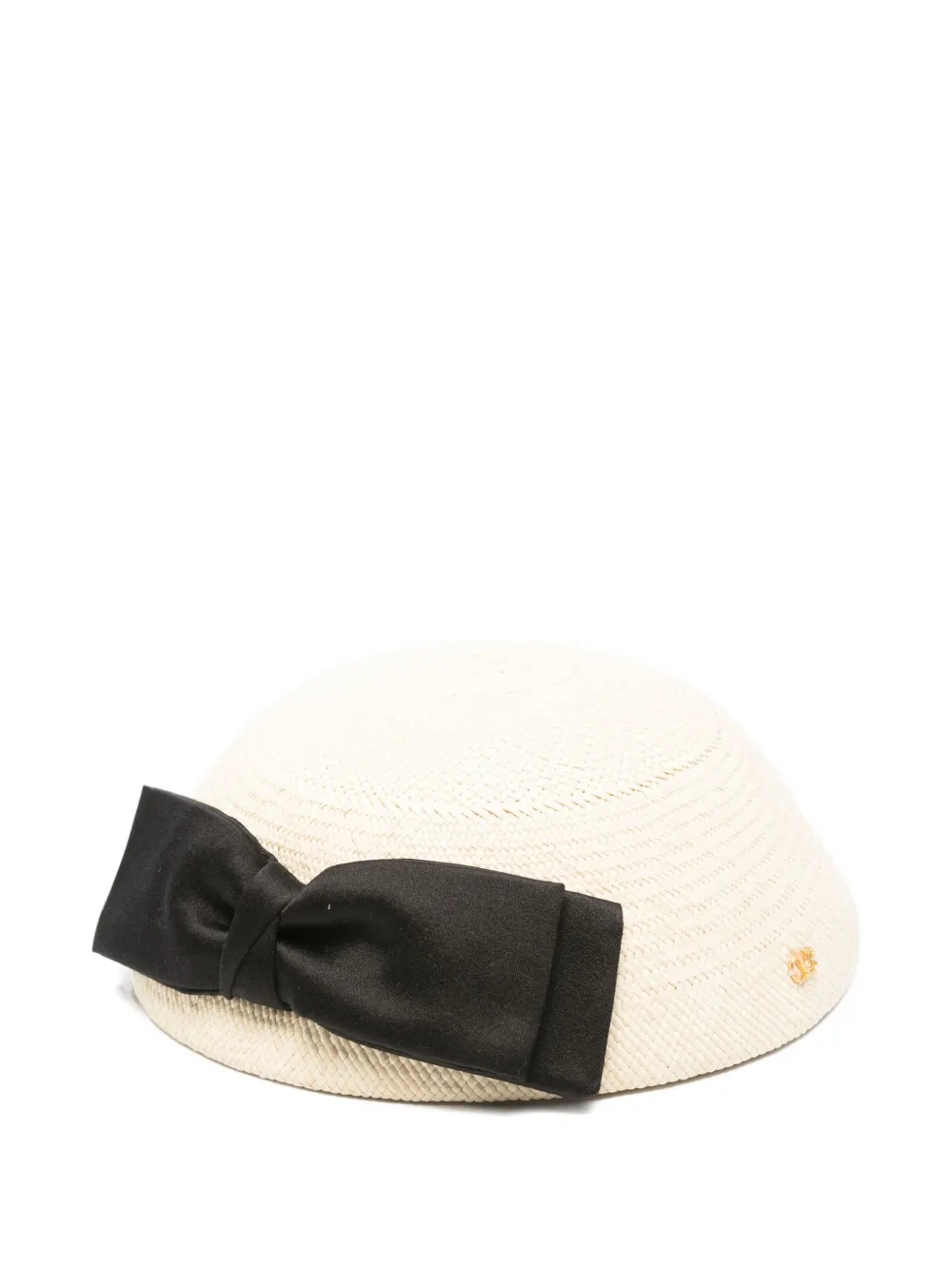 Valentino Bow-detail Woven Hat In Neutral