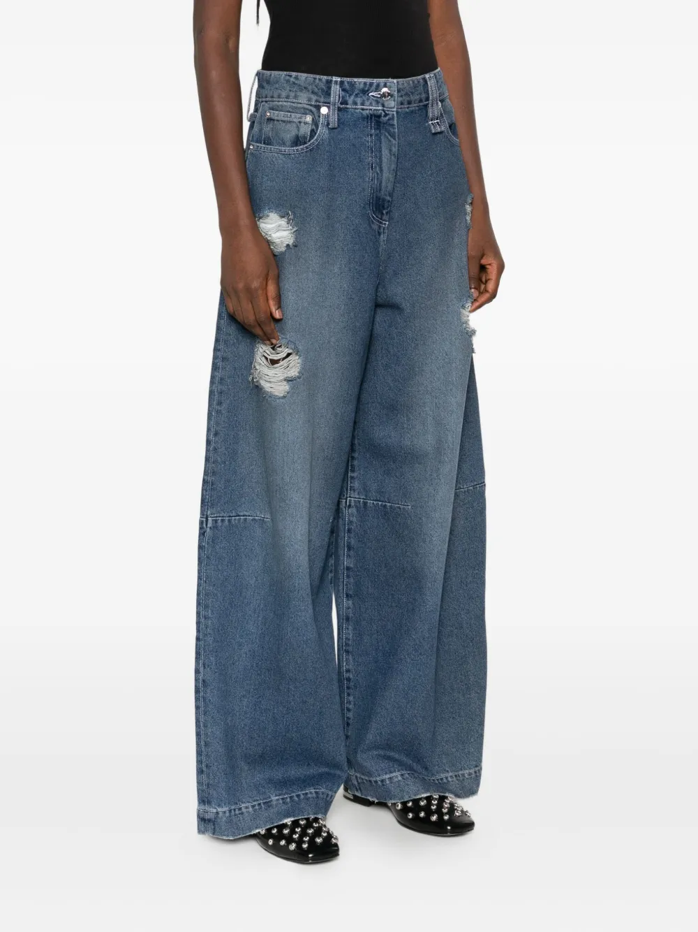 Simone Rocha Gerafelde jeans Blauw