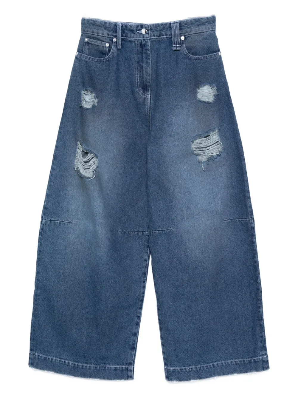 Simone Rocha Distressed Wide Leg Puddle Jeans In Blue
