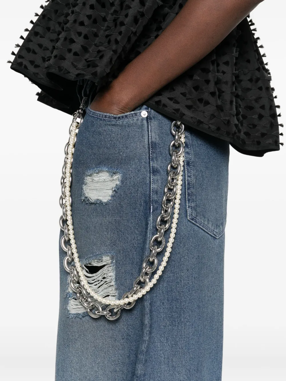 Simone Rocha Gerafelde jeans Blauw