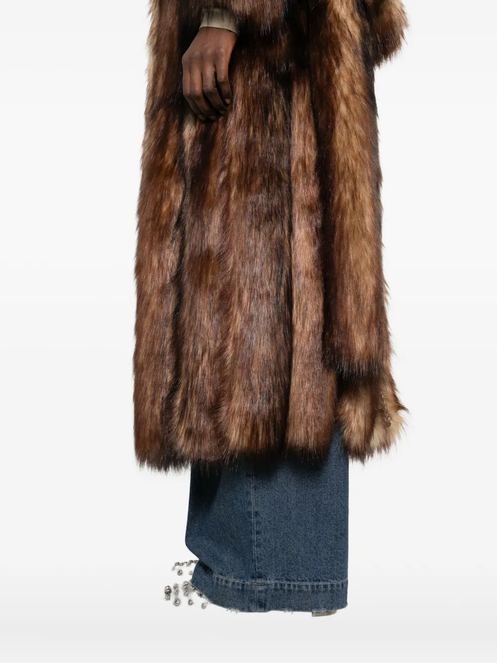 Simone Rocha Jas van imitatiebont en met ceintuur Bruin