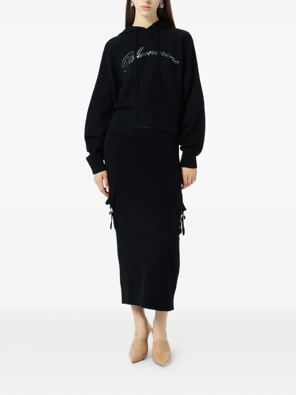 Blumarine Hoodie verfraaid met kristallen Zwart