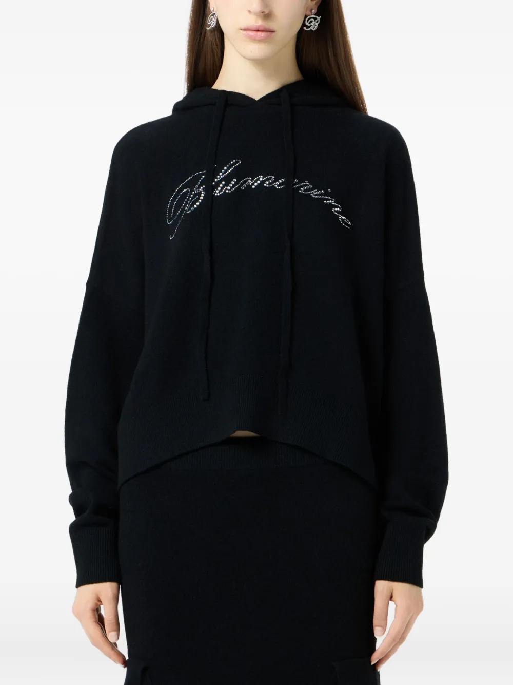 Blumarine Hoodie verfraaid met kristallen Zwart