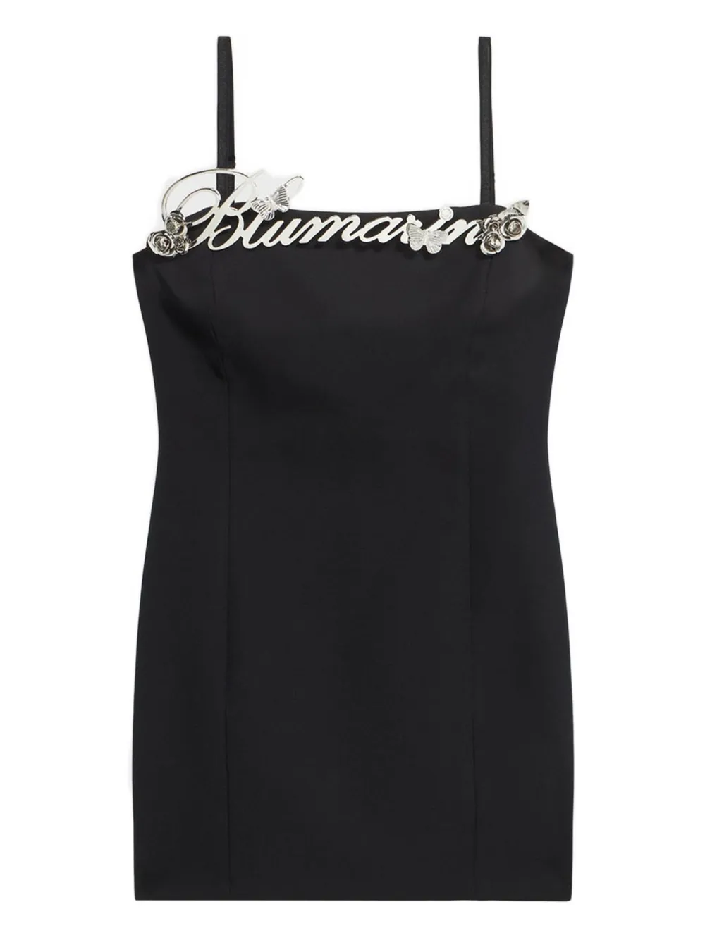 Blumarine Logo-rose-embellishment Mini Dress In Black