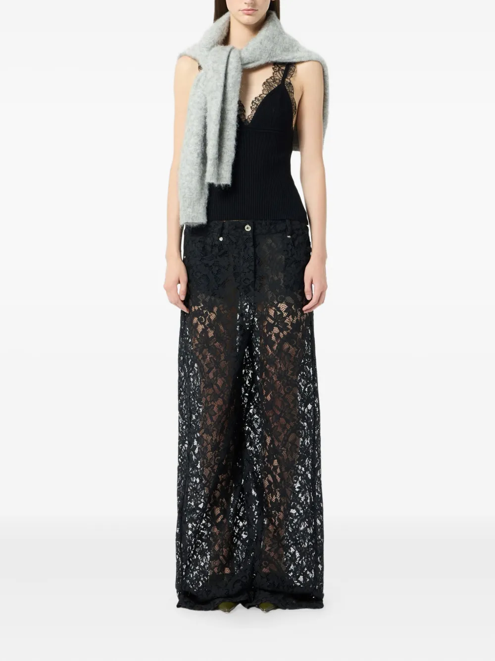 Blumarine Broek met rébrodé-kant - Zwart