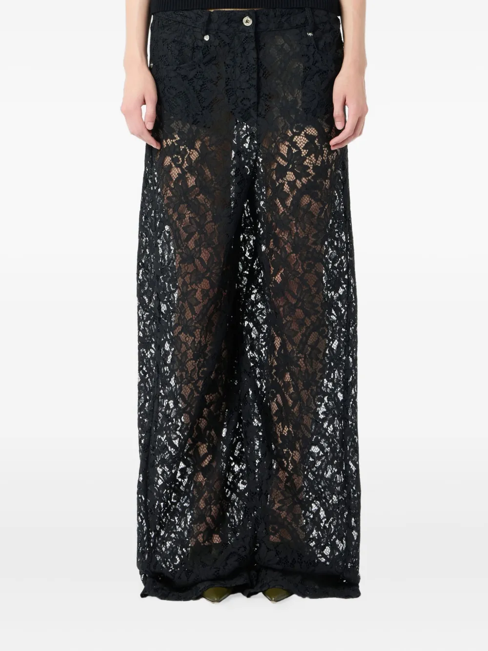 Blumarine Broek met rébrodé-kant Zwart