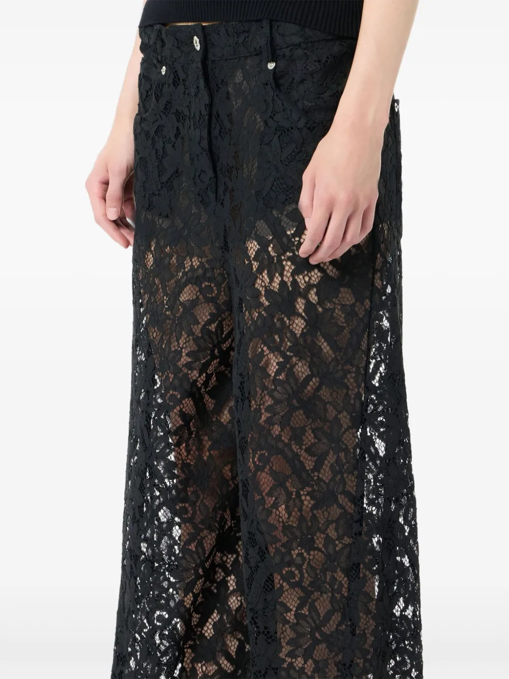 Blumarine Broek met rébrodé-kant Zwart