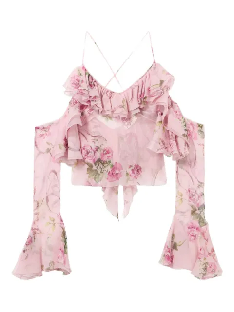 Blumarine ruffled floral-print top