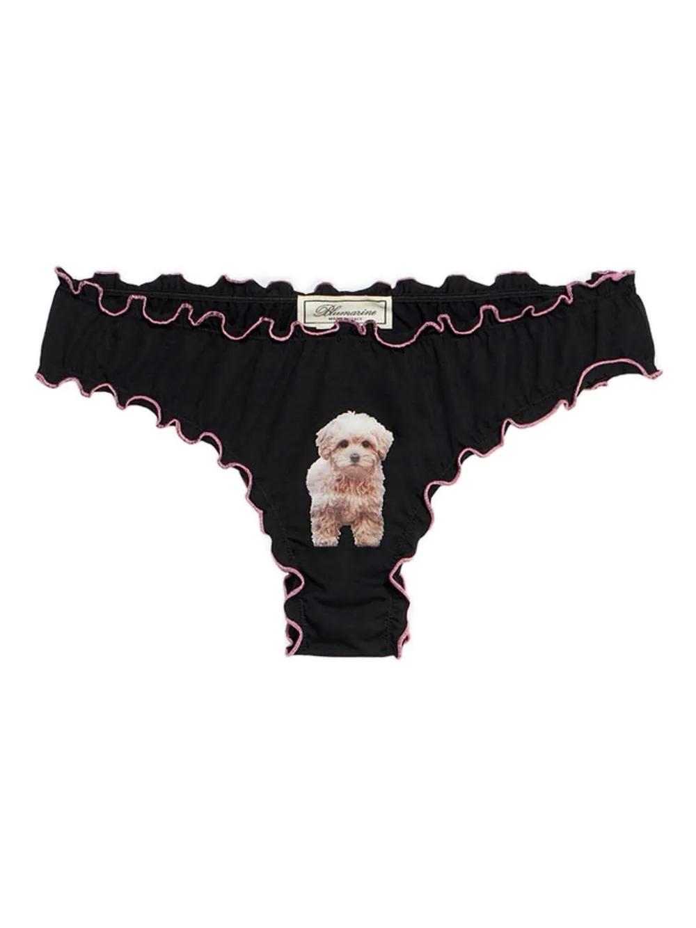 Blumarine Slip met ruches en puppyprint Zwart