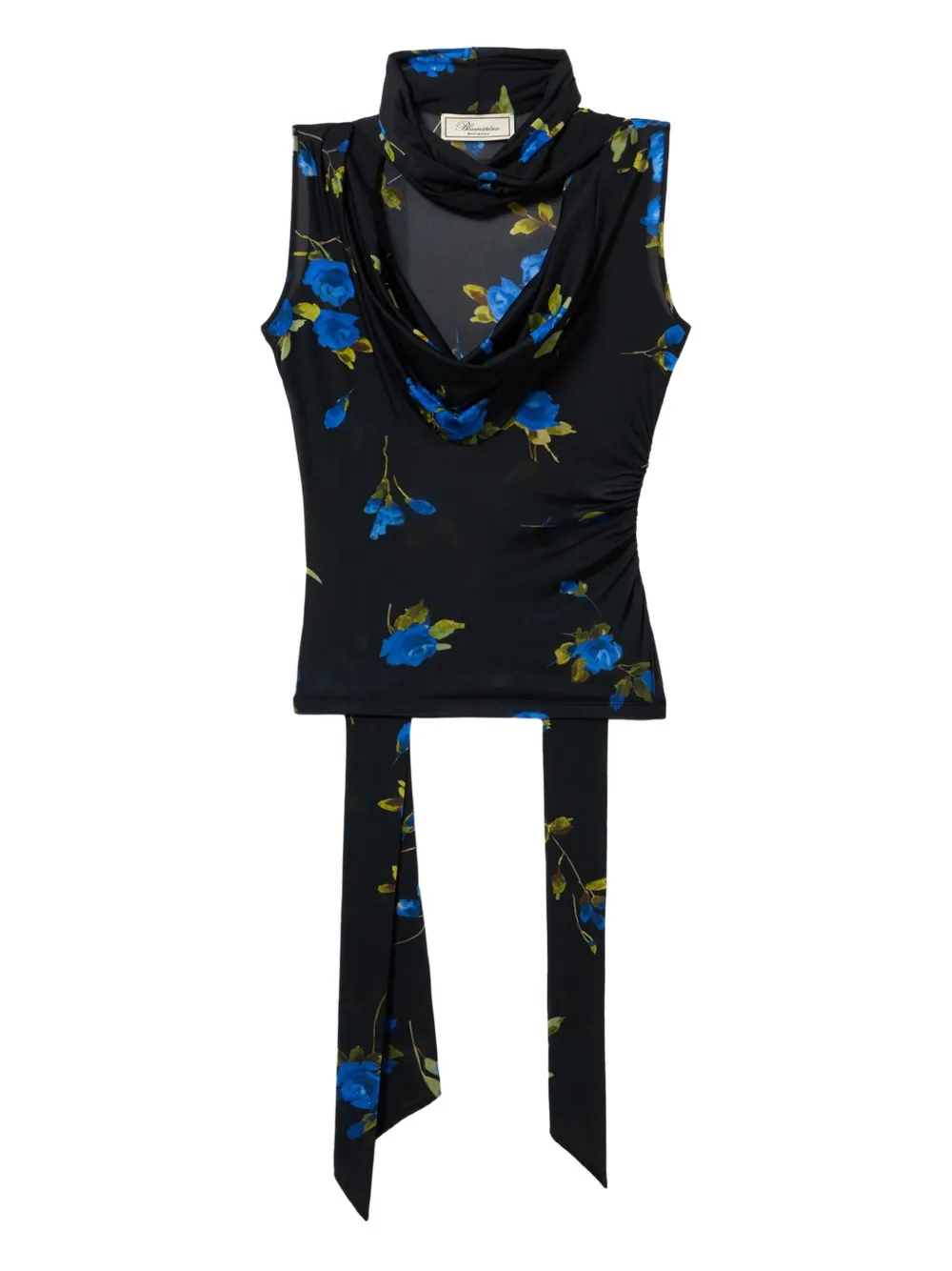 Blumarine Top met V-hals en bloemenprint Blauw