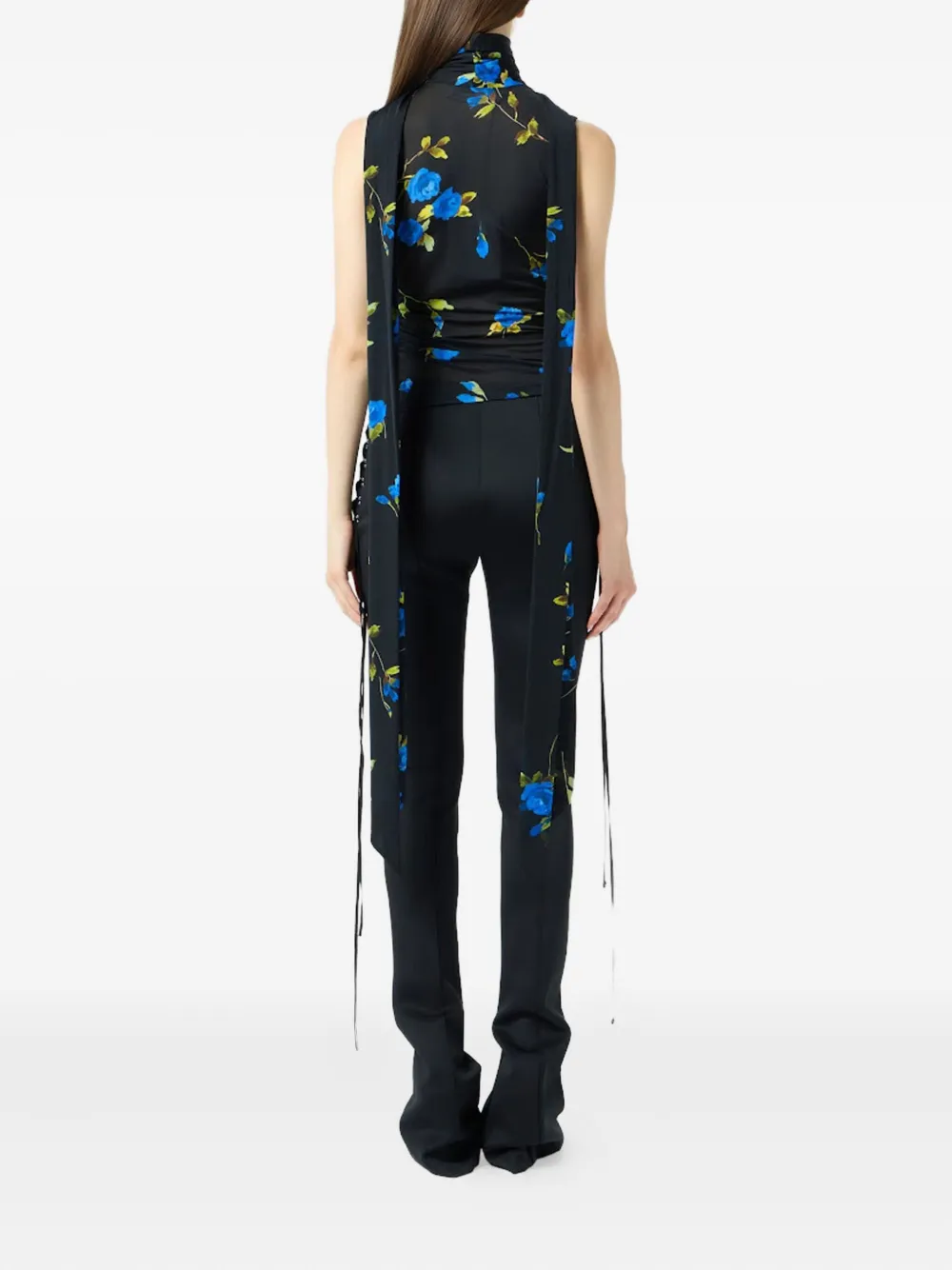 Blumarine Top met V-hals en bloemenprint Blauw