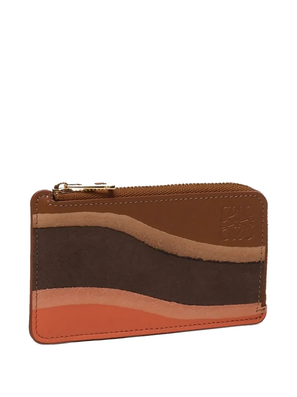 LOEWE Coin Landscape kalfsleren portemonnee met rits Bruin