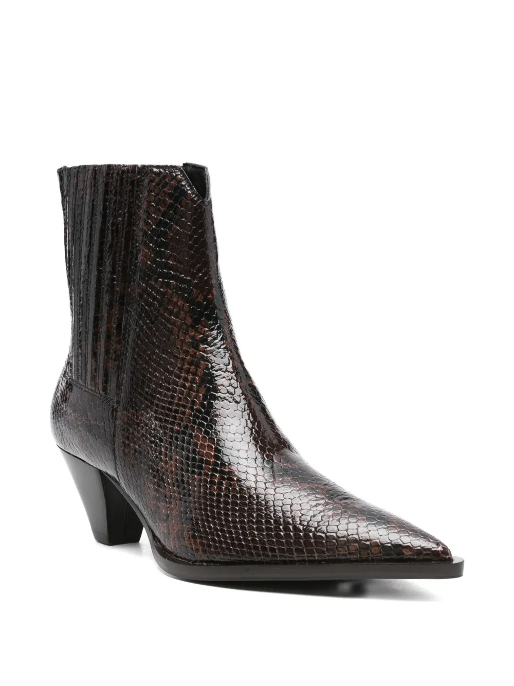 GUGLIELMO ROTTA 60mm snake-print pointed-toe boots Brown