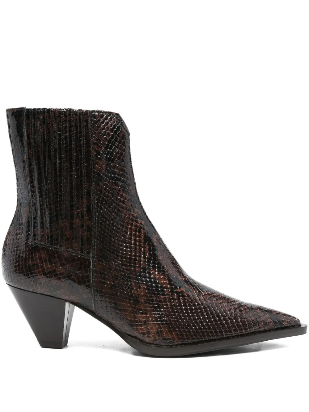 GUGLIELMO ROTTA 60mm snake-print pointed-toe boots Brown