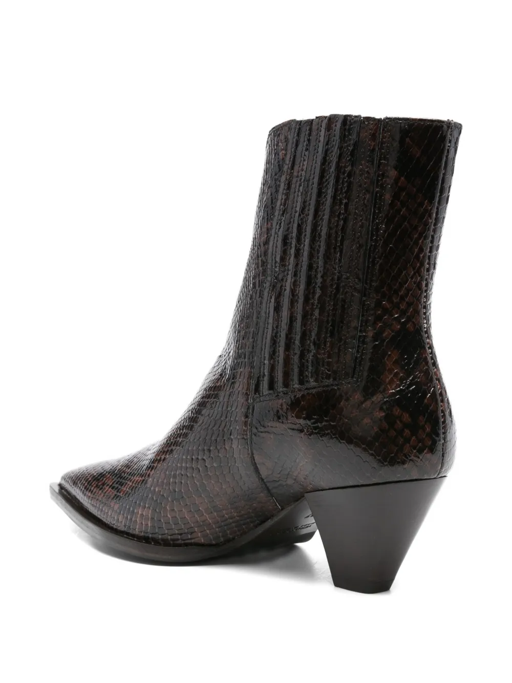 GUGLIELMO ROTTA 60mm snake-print pointed-toe boots Brown