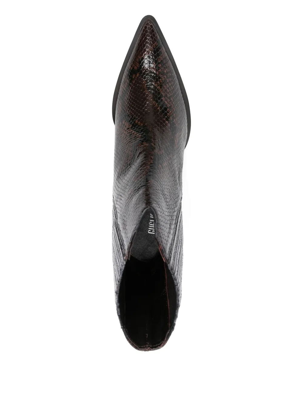 GUGLIELMO ROTTA 60mm snake-print pointed-toe boots Brown