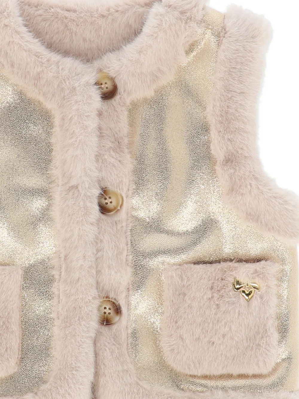 Angel's Face Angels Face Girls Cher Metallic And Faux Fur Gilet In Neutral