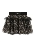 ANGEL'S FACE KIDS leopard-print ruffled tulle skirt - Black