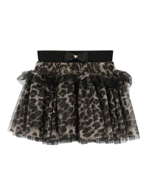 ANGEL'S FACE KIDS leopard-print ruffled tulle skirt