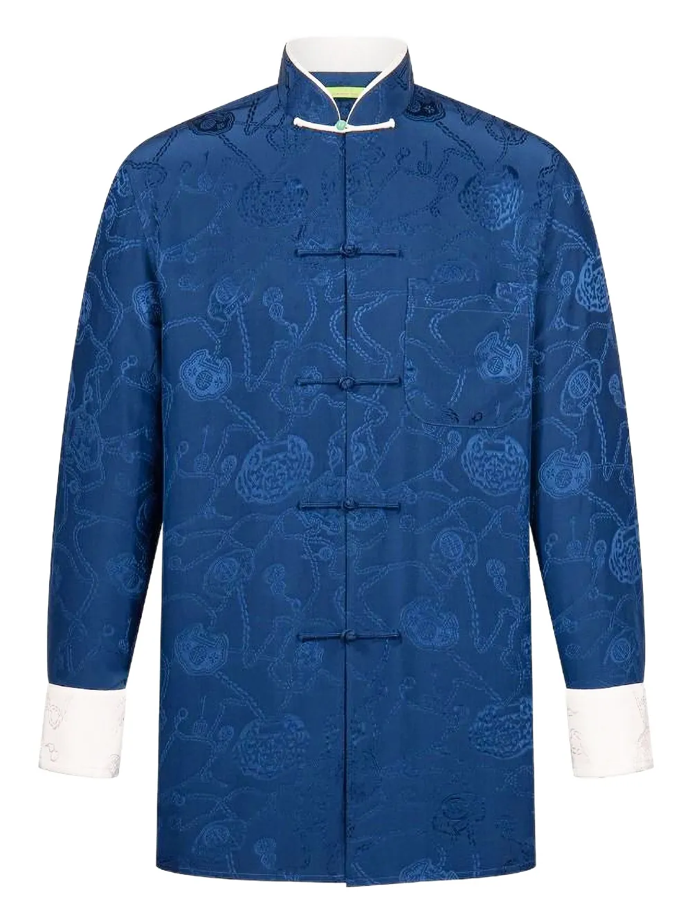 jacquard mandarin-collar shirt