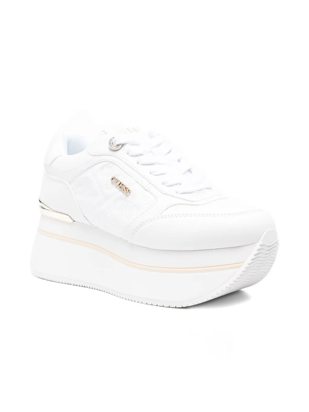 Guess Usa Platform Logo Sneakers In White