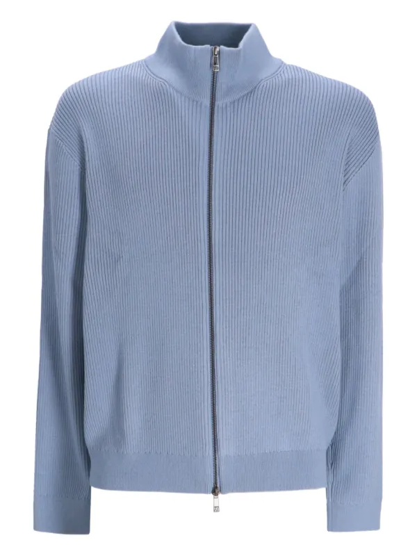 Armani Exchange ribbed-knit zip-fastening Cardigan Blue