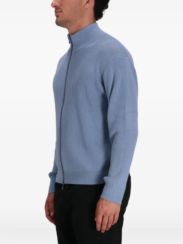Armani Exchange ribbed-knit zip-fastening Cardigan Blue